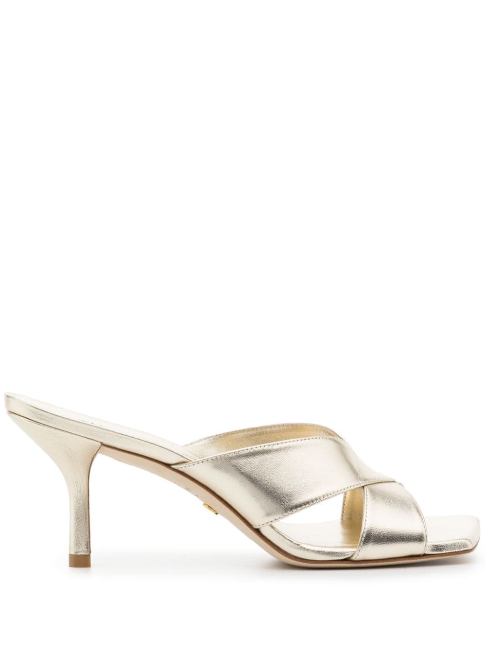 metallic square-toe mules - 1