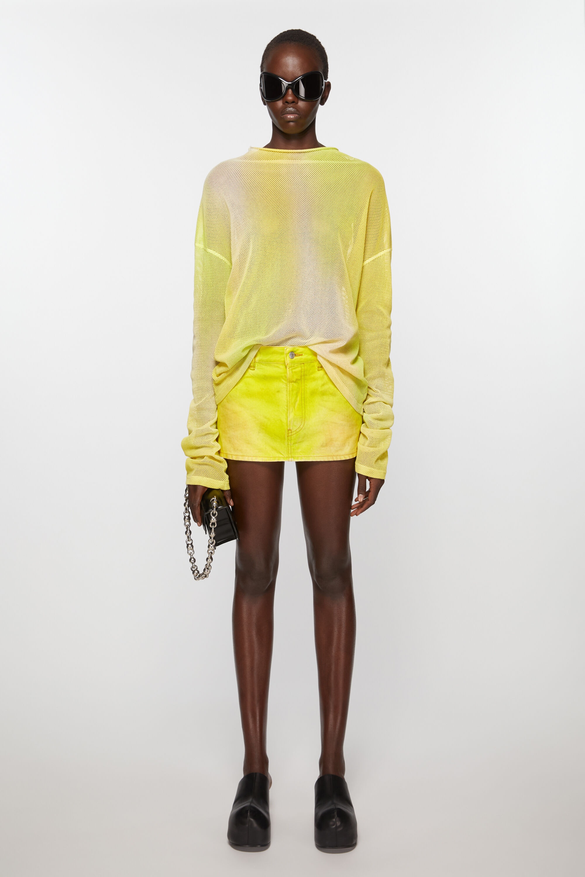 Denim mini skirt - Neon yellow - 2