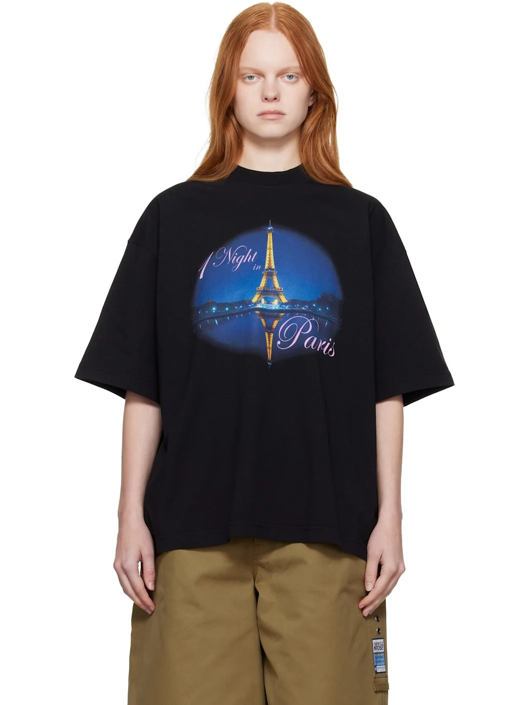 Black 'Night In Paris' Oversized T-shirt - 1