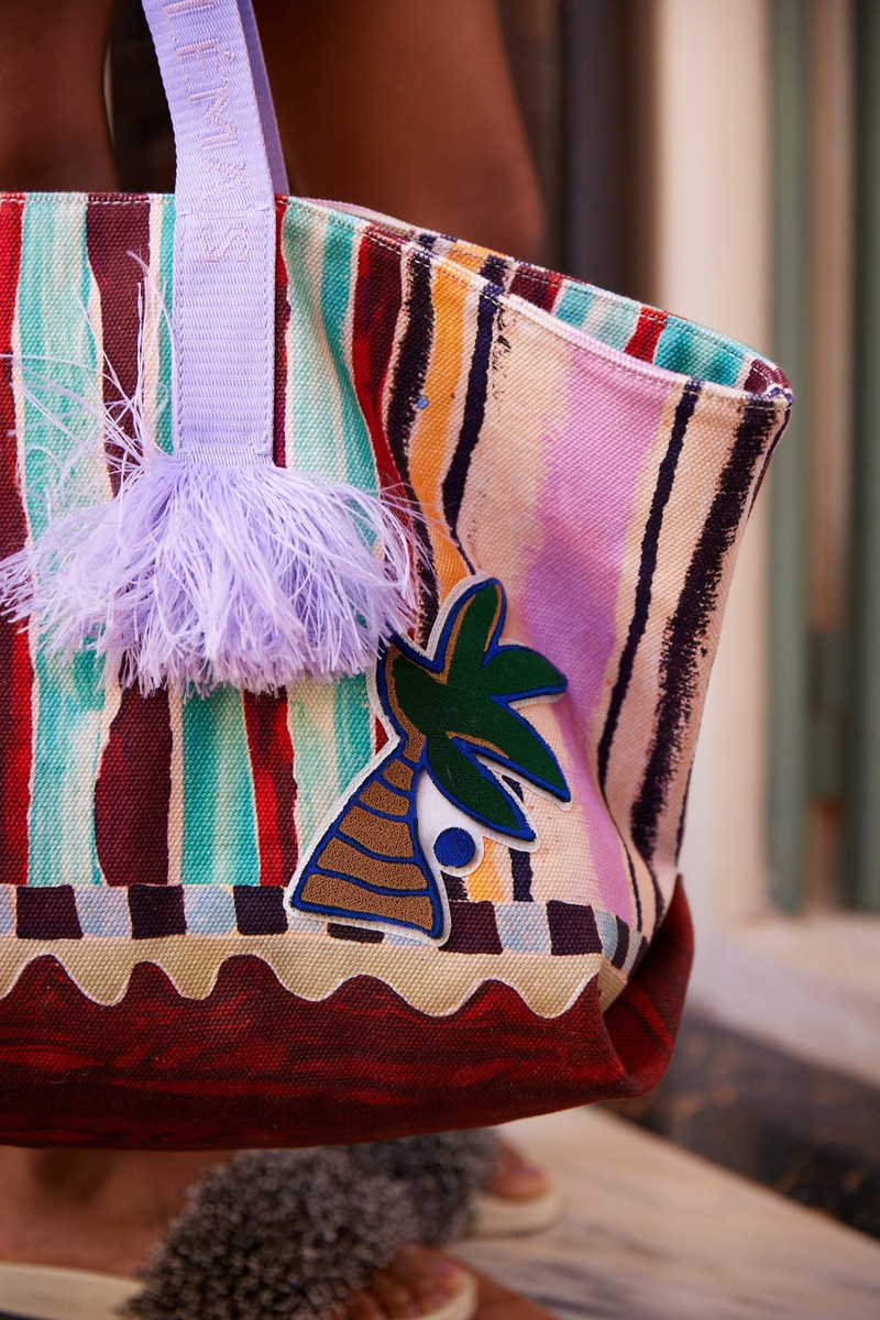 Michelle Stripe Patch Beach Tote 3