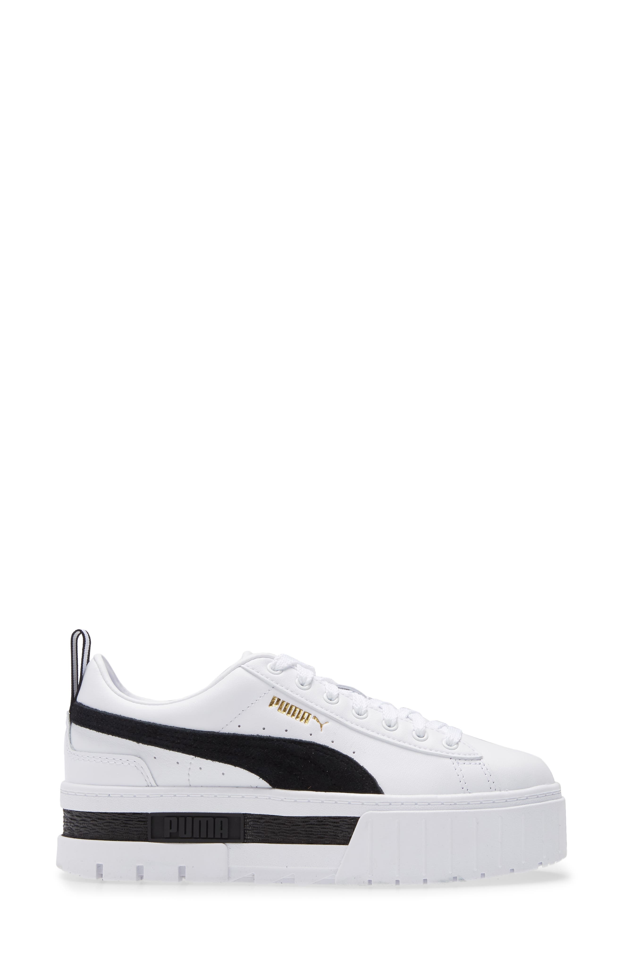 PUMA Mayze Leather Platform Sneaker in Puma White/Puma Black at Nordstrom - 3