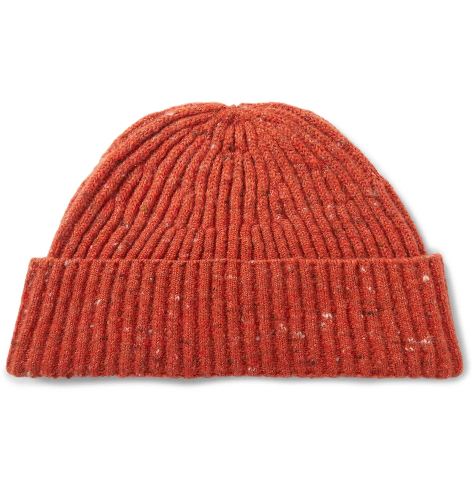 Ribbed Mélange Cashmere Beanie Hat - 1