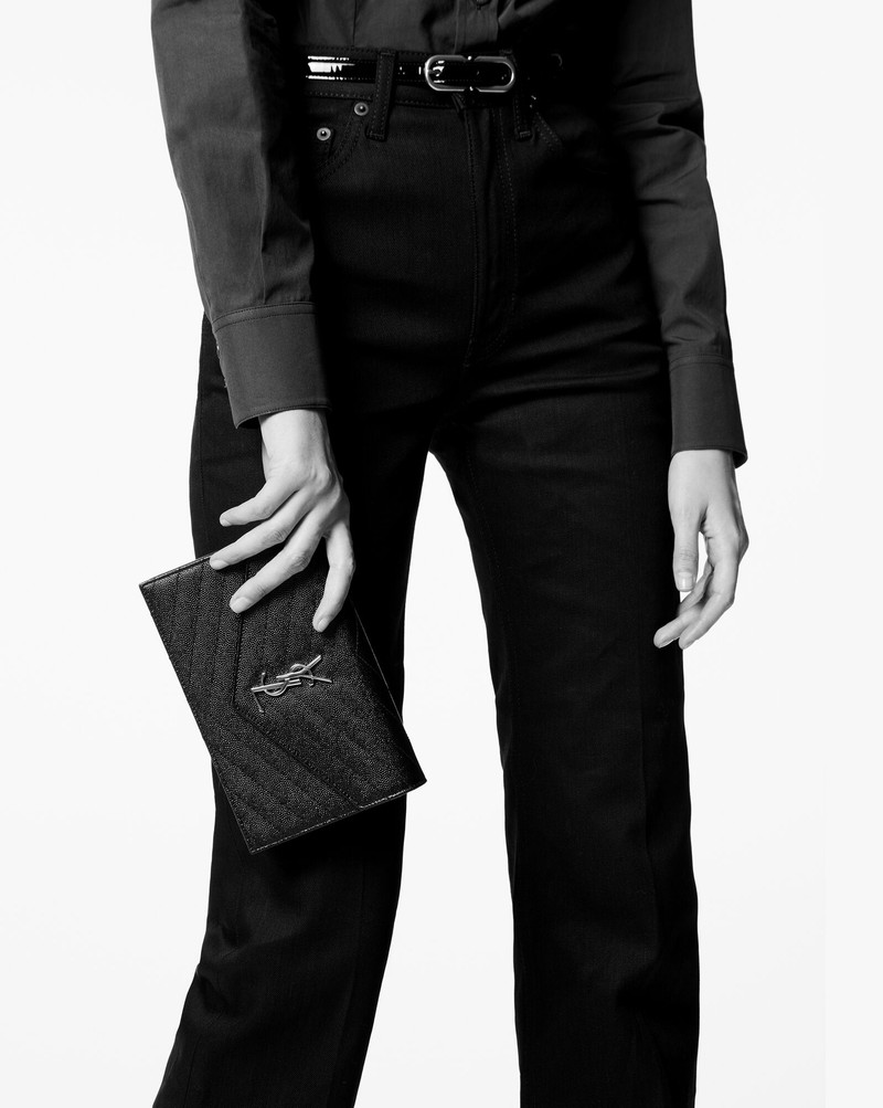 SAINT LAURENT cassandre chain wallet in shiny leather outlook