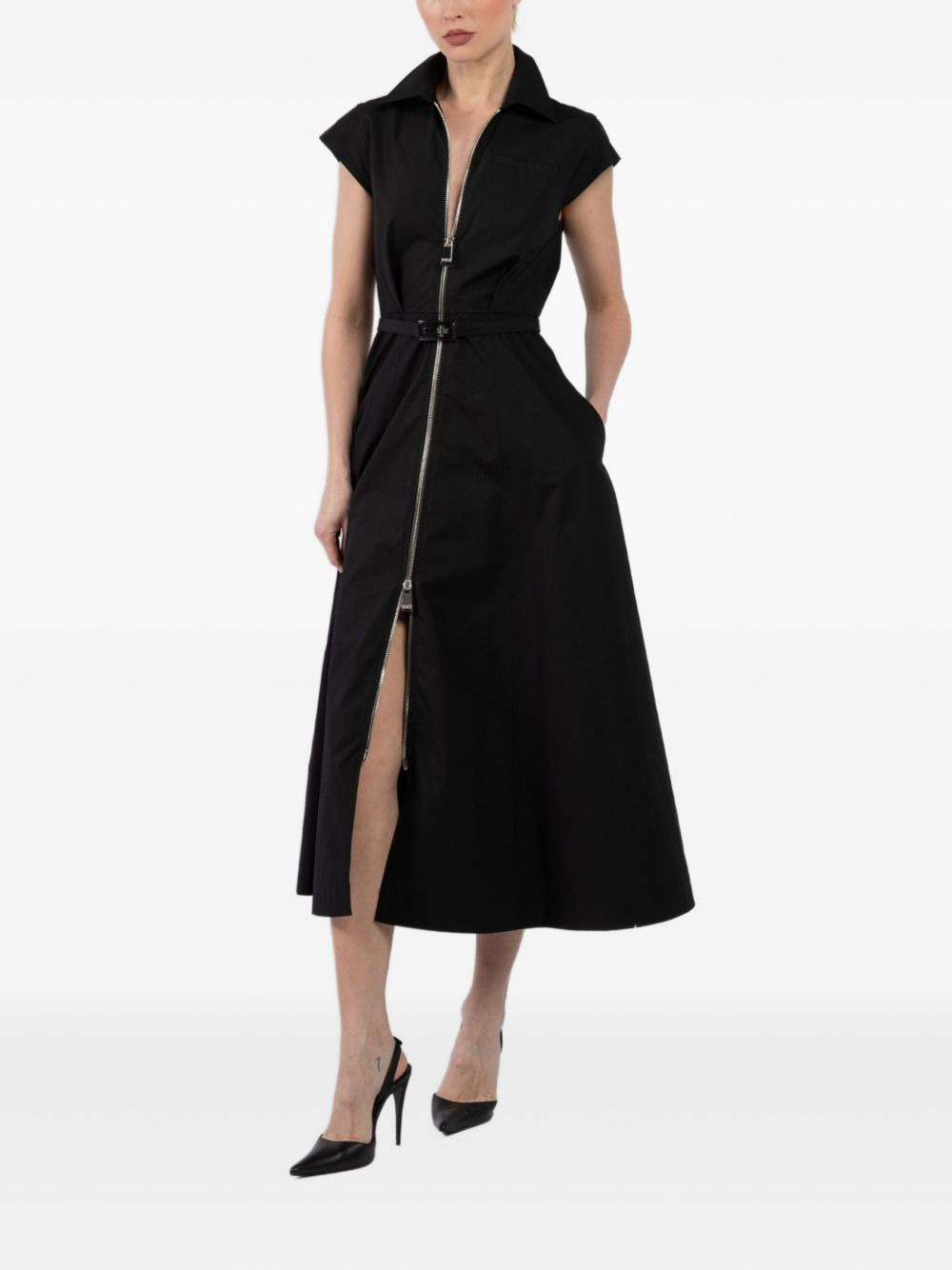 zip-up belted dress - 2