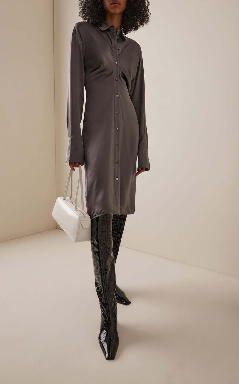 Totême Slouch Satin Midi Shirtdress grey outlook