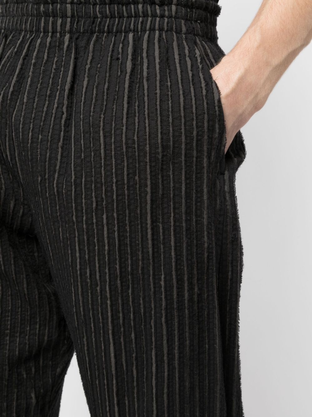 ripped striped straight-leg trousers - 5