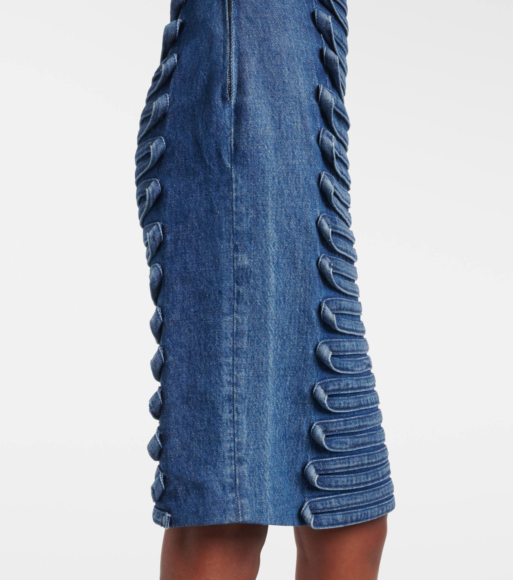 Appliqué denim midi dress - 5