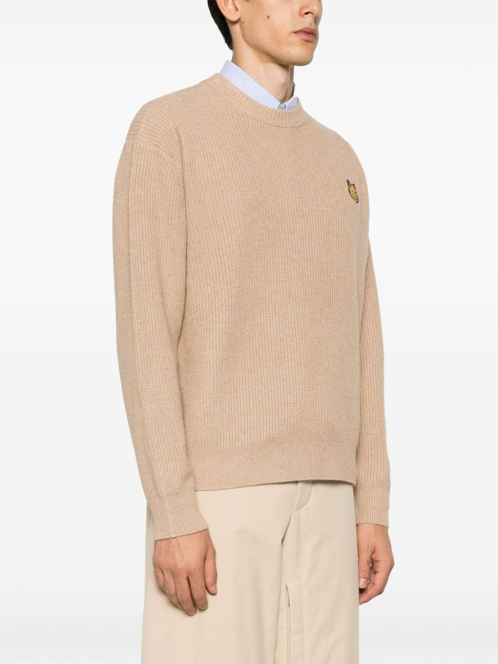 MAISON KITSUNE Men Tonal Fox Head Patch Comfort Ribbed Jumper - 2