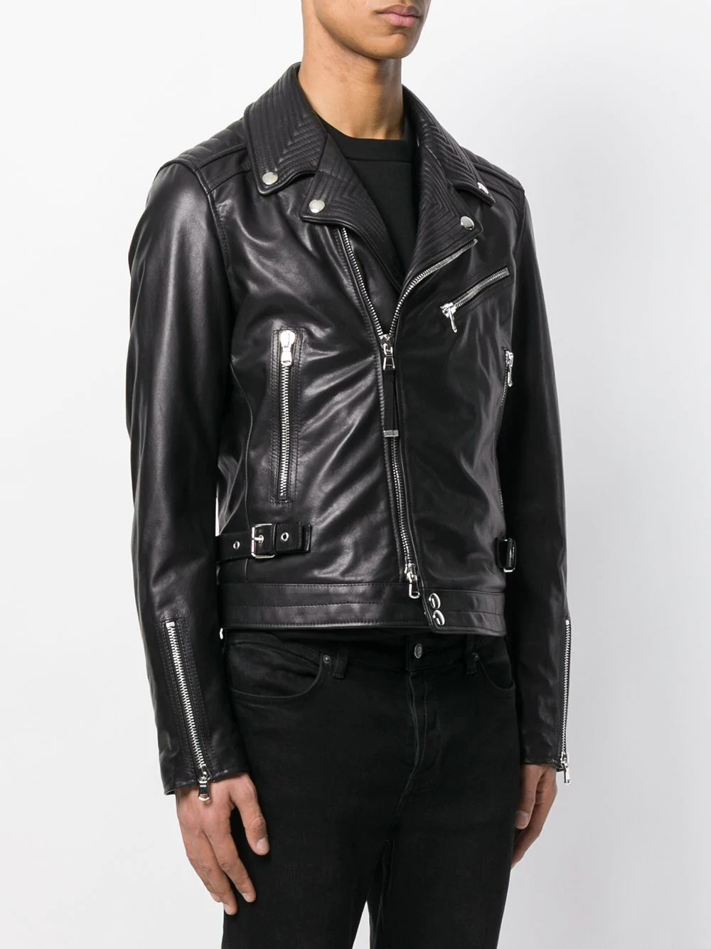 fitted biker jacket - 3