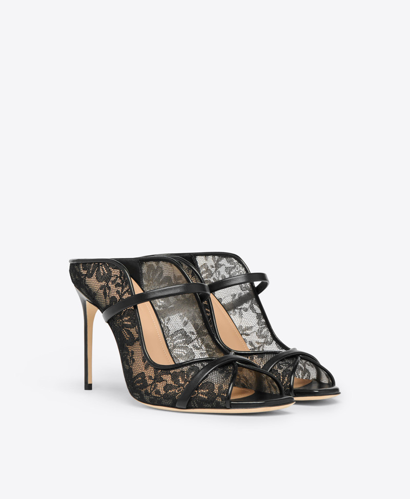MALONE SOULIERS Noah 90 Black Lace Heeled Sandals outlook