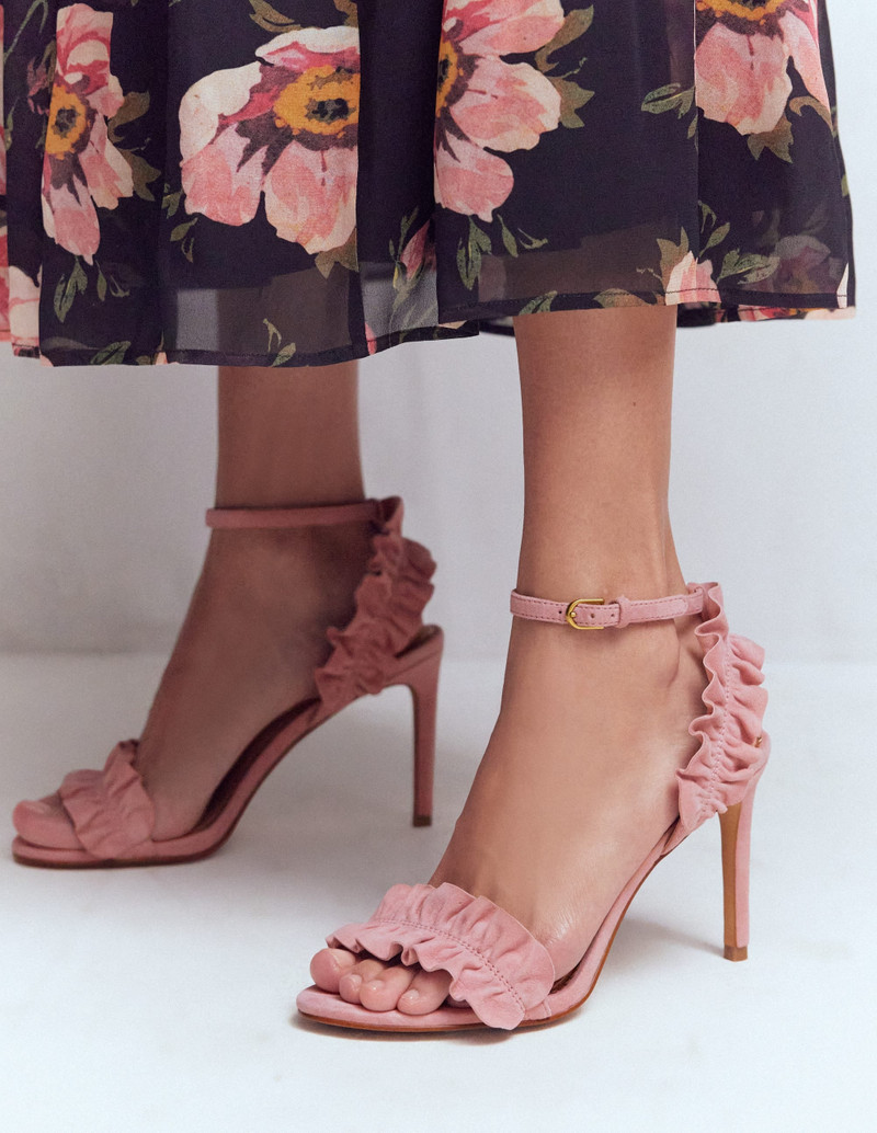 BODEN Pleat Detail Heeled Sandal-Almond Pink outlook