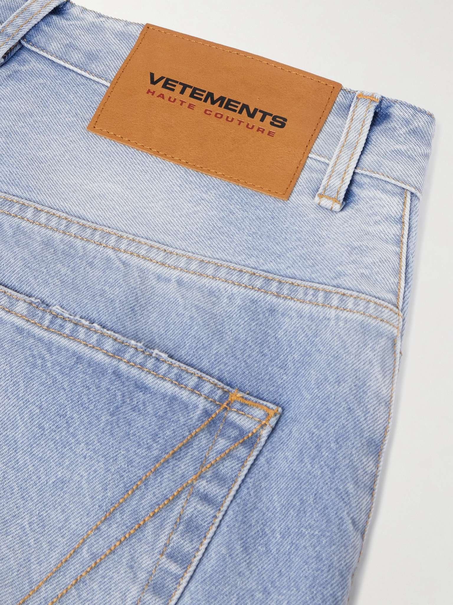 Destroyed Wide-Leg Distressed Denim Shorts - 5