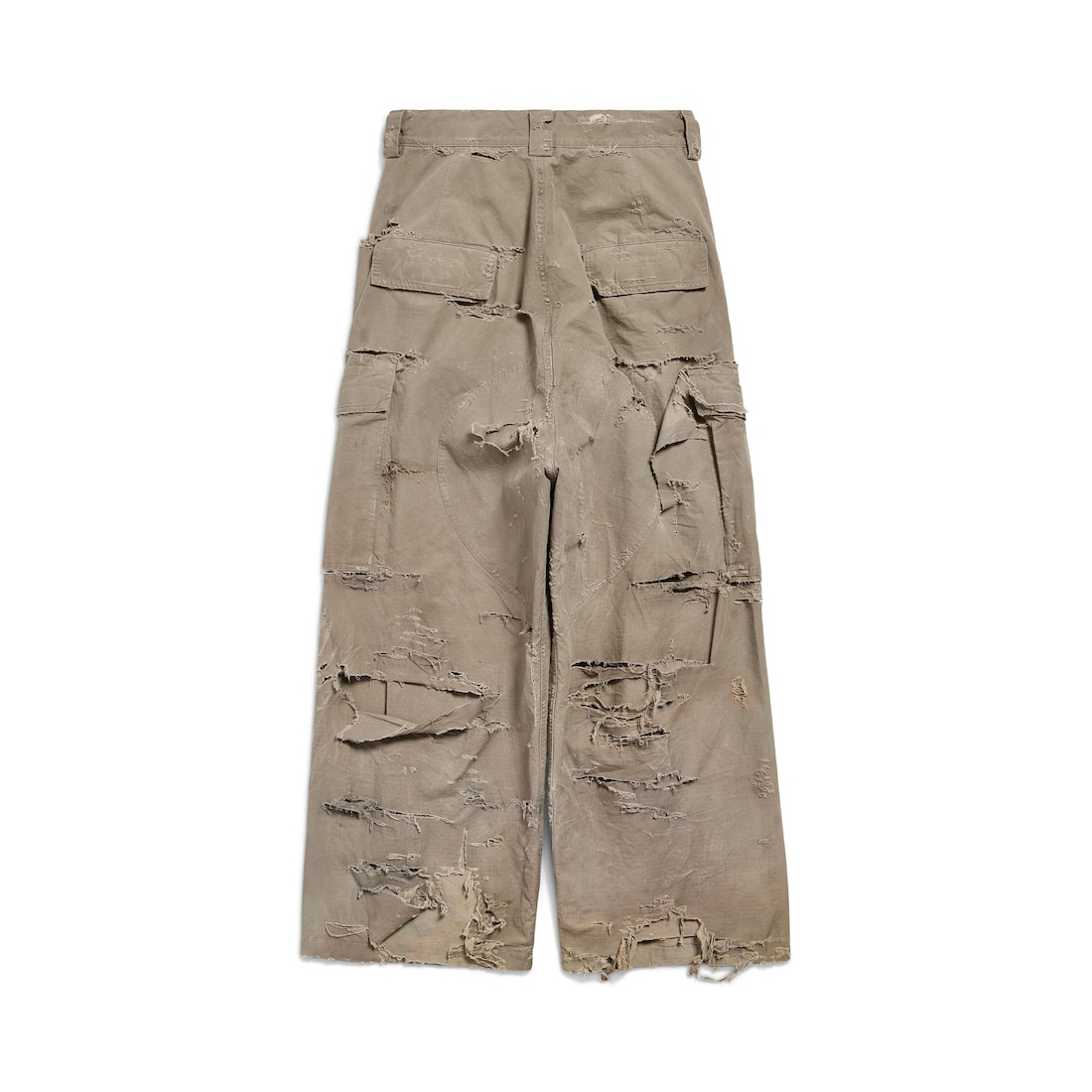 Men's Distressed Large Cargo Pants in Dark Beige - 6