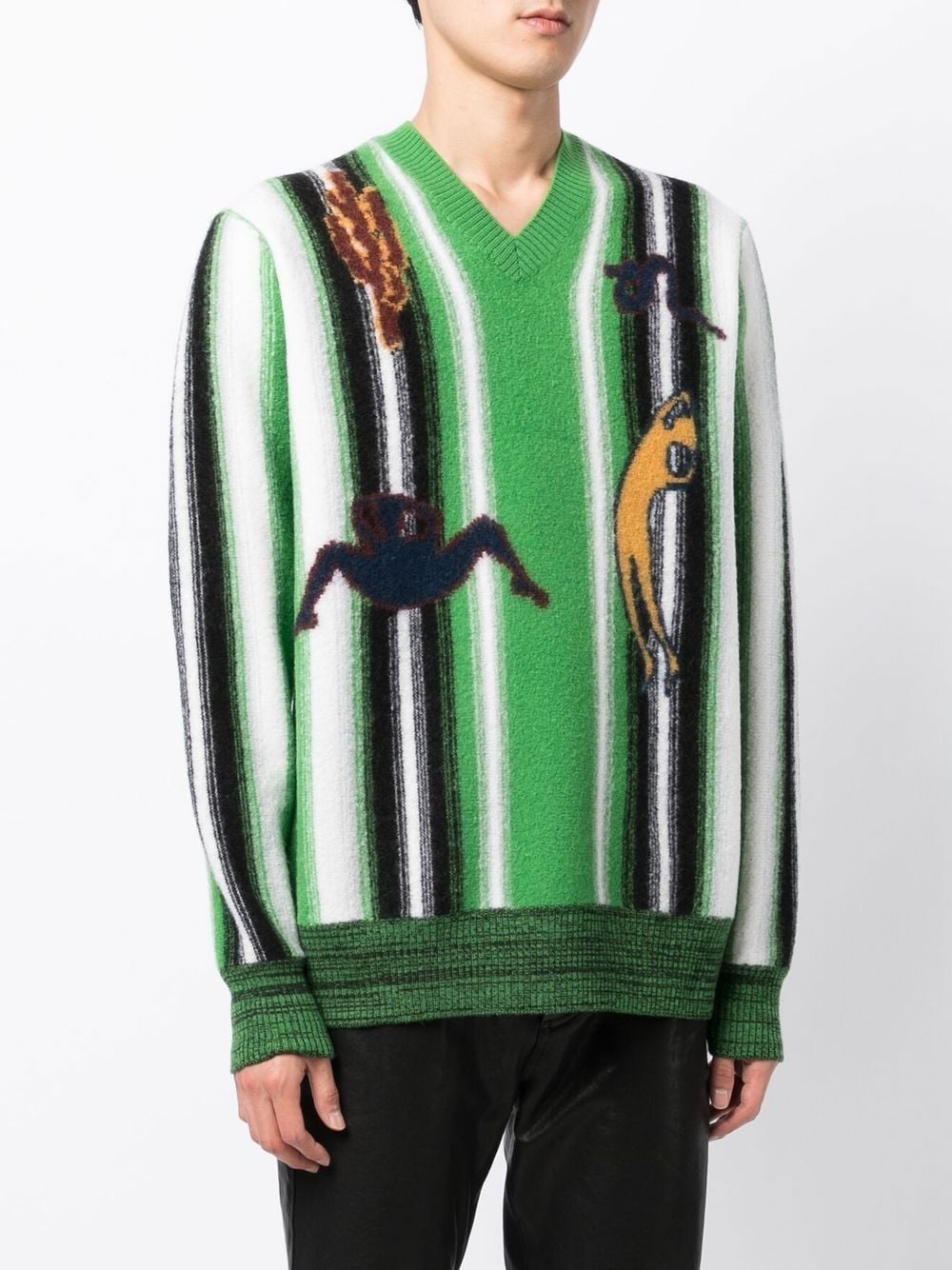 graphic-print V-neck jumper - 3