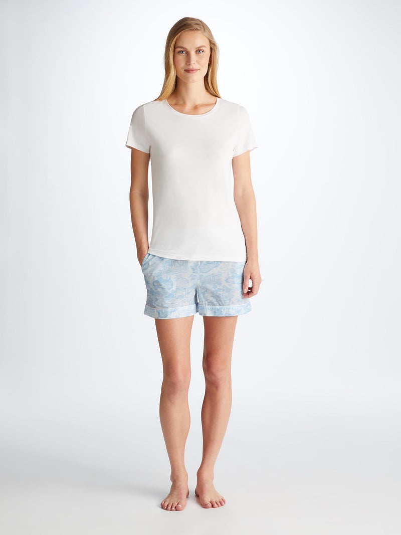 Women's Lounge Shorts Ledbury 77 Cotton Batiste White - 3