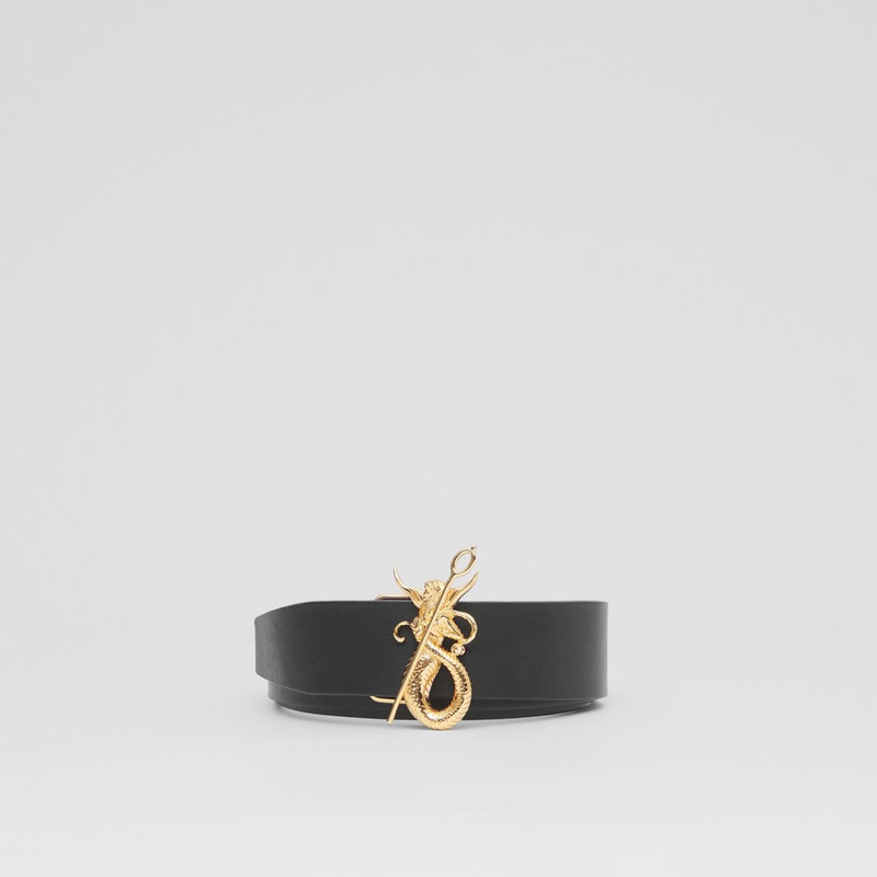 Reversible Mythical Alphabet Motif Leather Belt 4