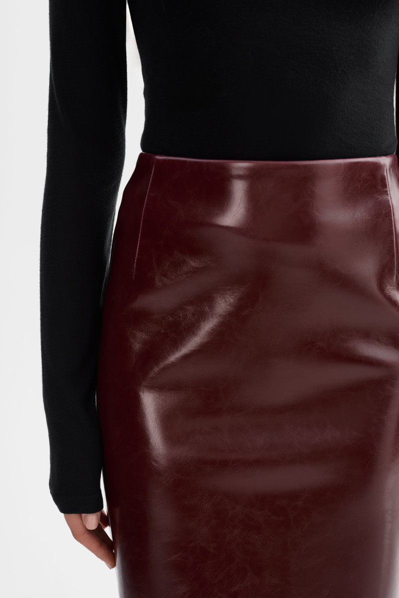 GEORGIA | Faux Patent Leather Pencil Skirt 4