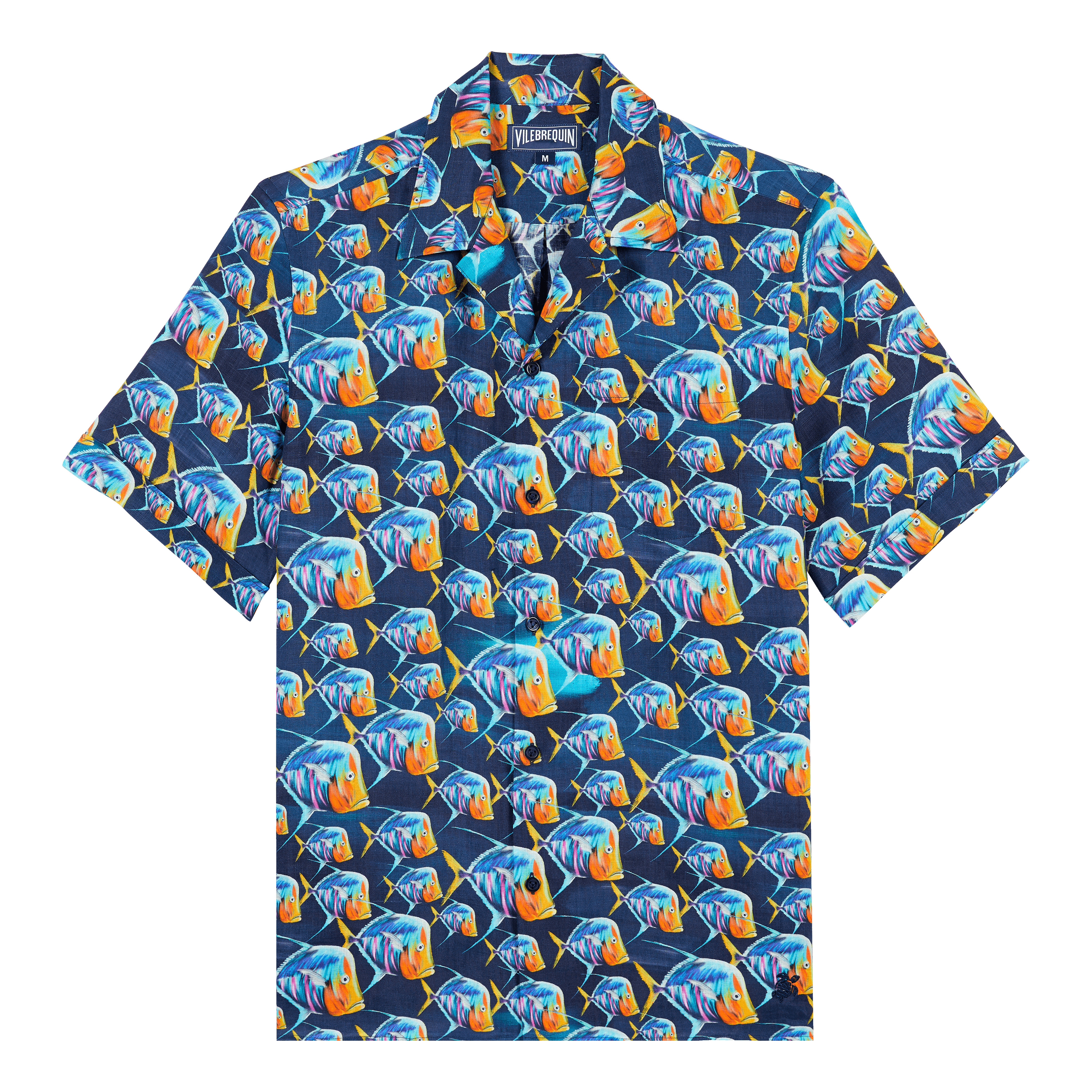 Men Linen Bowling Shirt Piranhas - 1