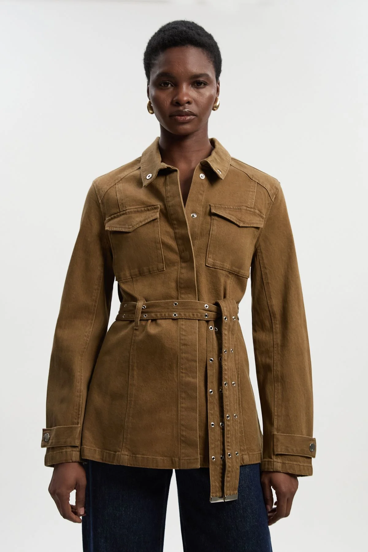 Denim Utility Belted Jacket - 1