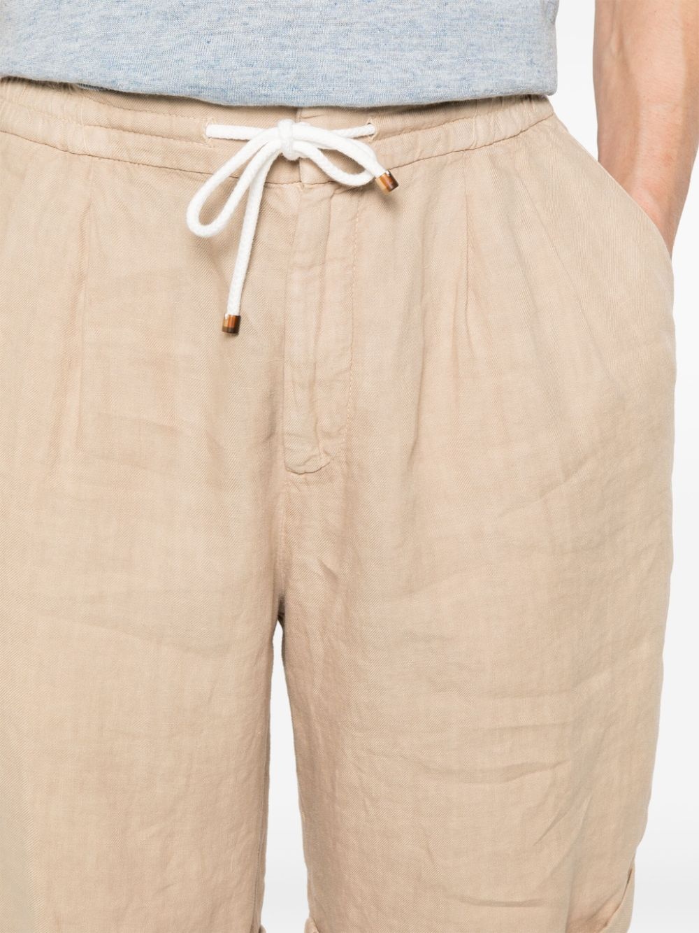 interlock-twill linen shorts - 5