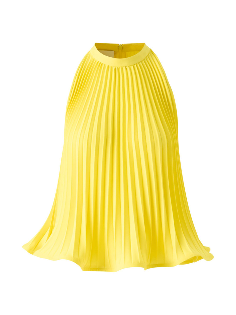 Women's Plissé Crepe Halterneck Blouse - Lemon Zing 1