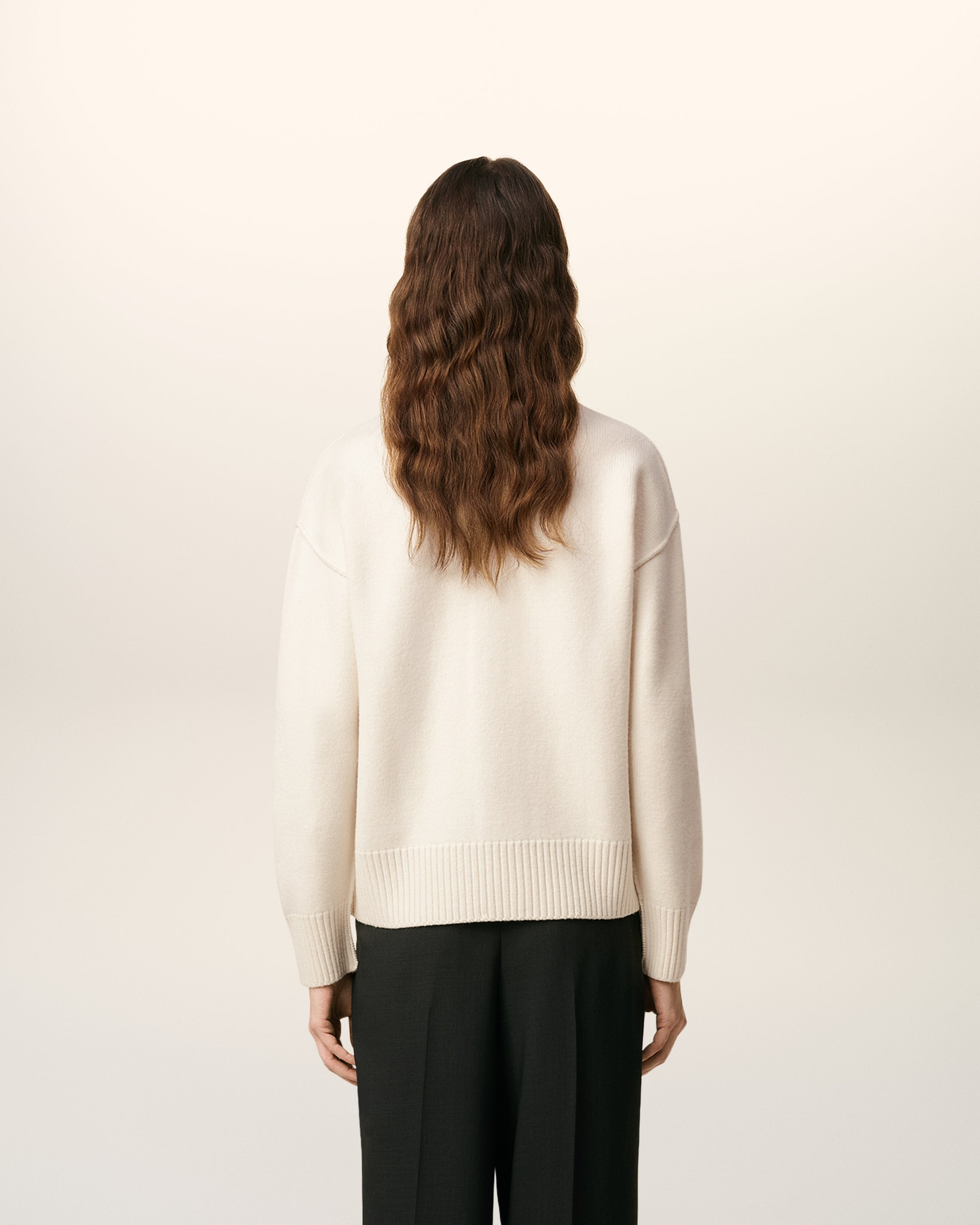 WHITE WOOL AMI DE COEUR CARDIGAN - 5