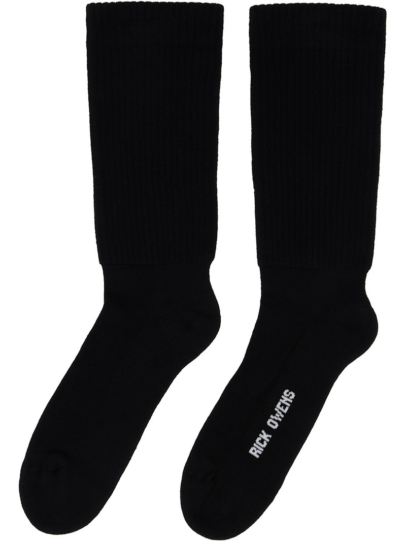 Rick Owens Black Hollywood Mid Calf Socks outlook