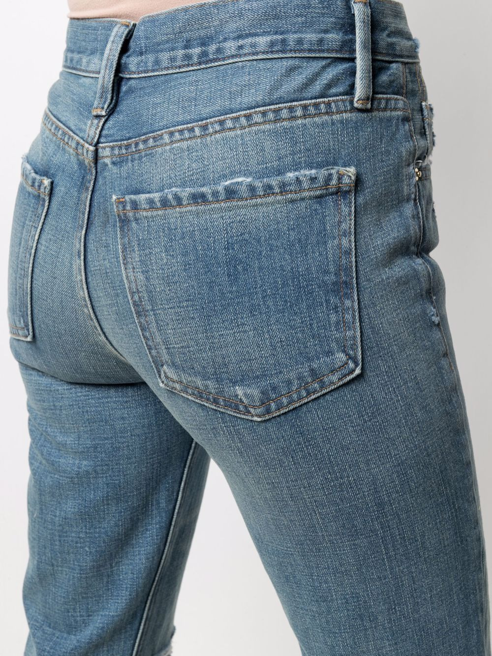 distressed mid-rise cropped jeans - 5