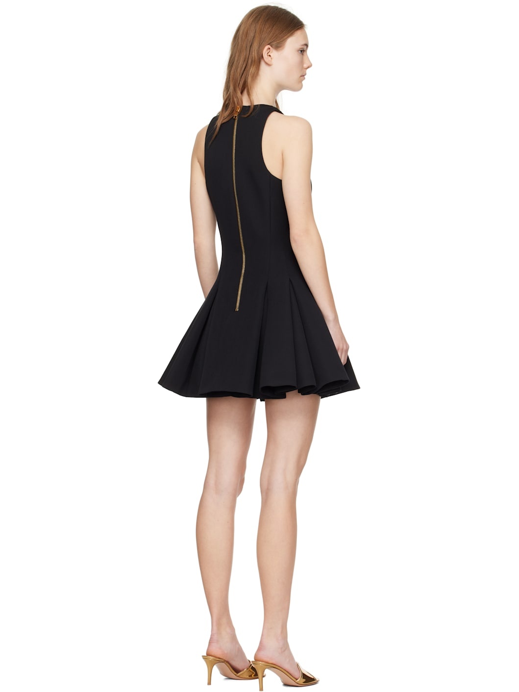 Black Flared Pleated Minidress - 3