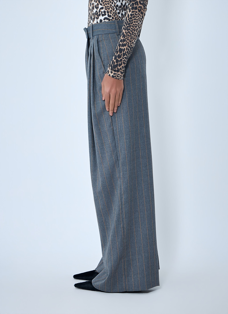 Wide-Leg Pinstripe Pants 3