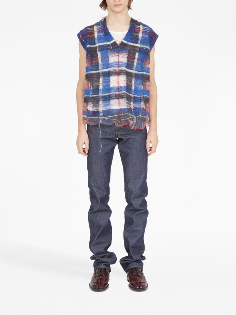 Maison Margiela unfinished-effect plaid vest outlook