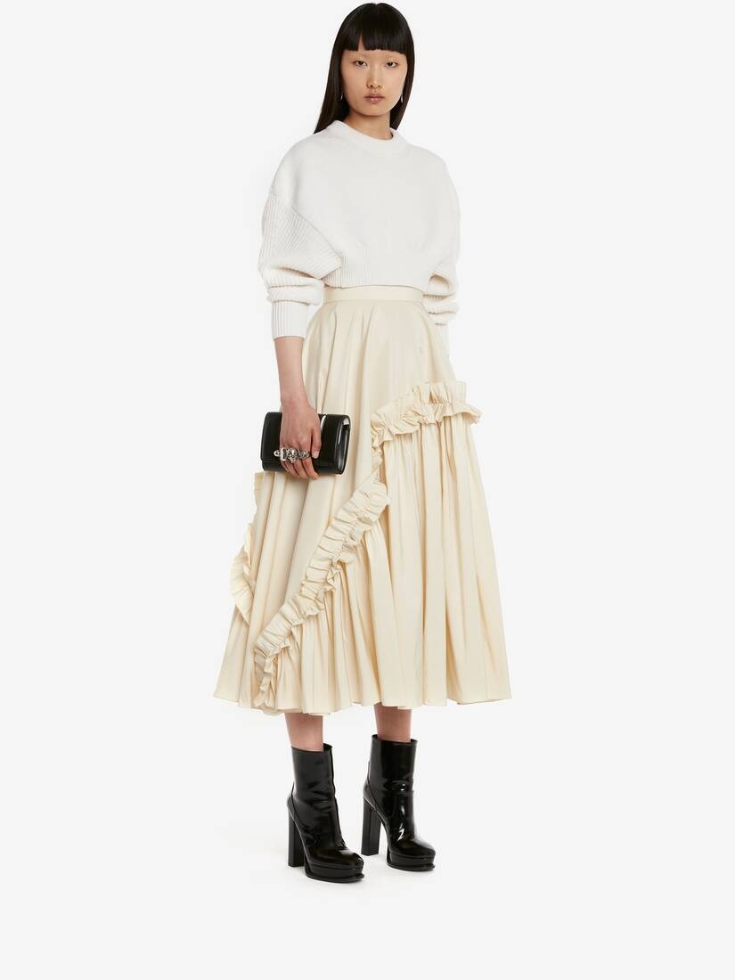 Women's Asymmetric Gathered Skirt in Calico - 5