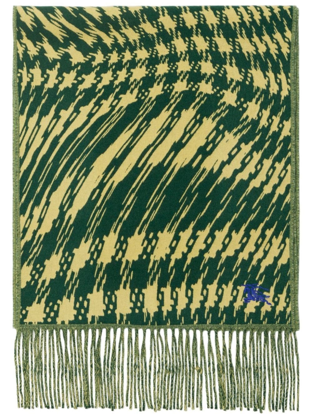 Warped houndstooth-pattern cashmere scarf - 1