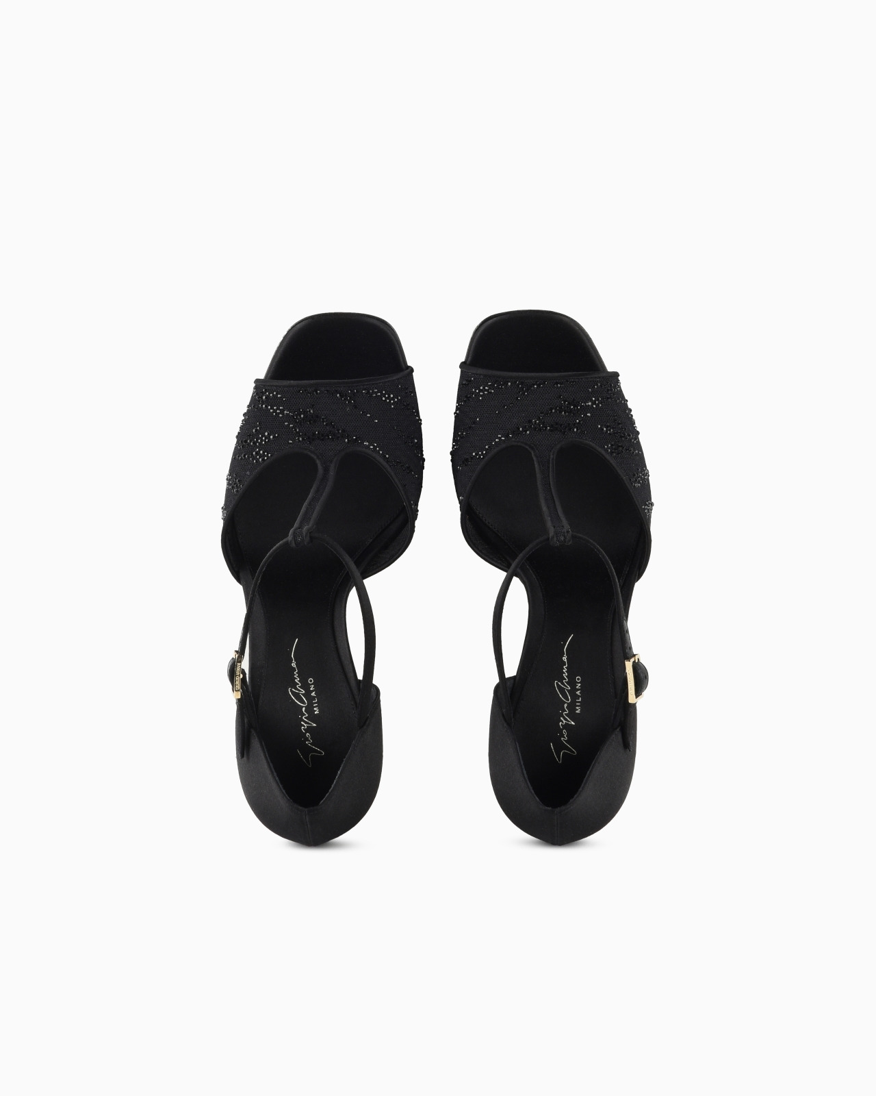 MESH AND RHINESTONE T-BAR SANDALS - 3