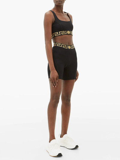 VERSACE Logo-intarsia tech-jersey cycling shorts outlook