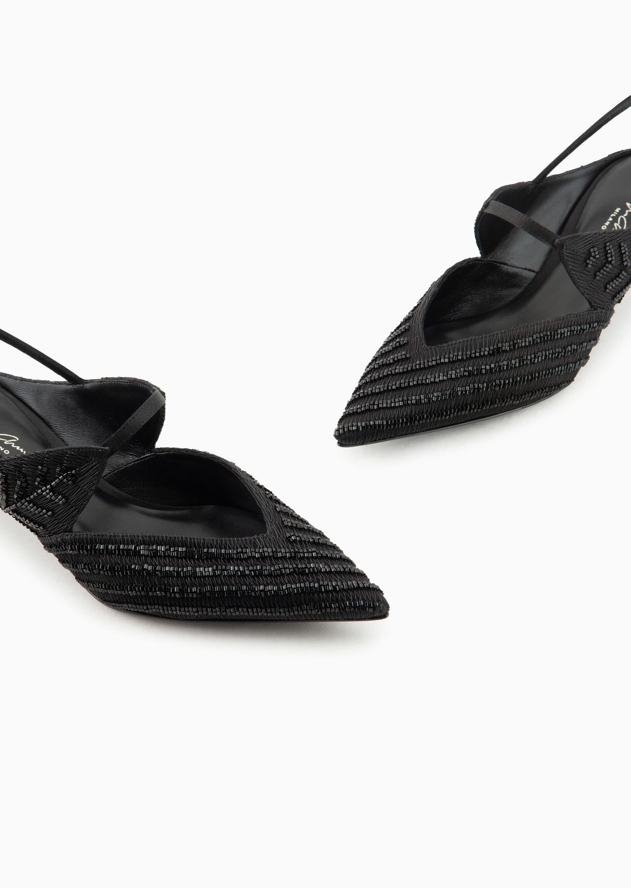 Satin slingbacks with bead embroidery - 5