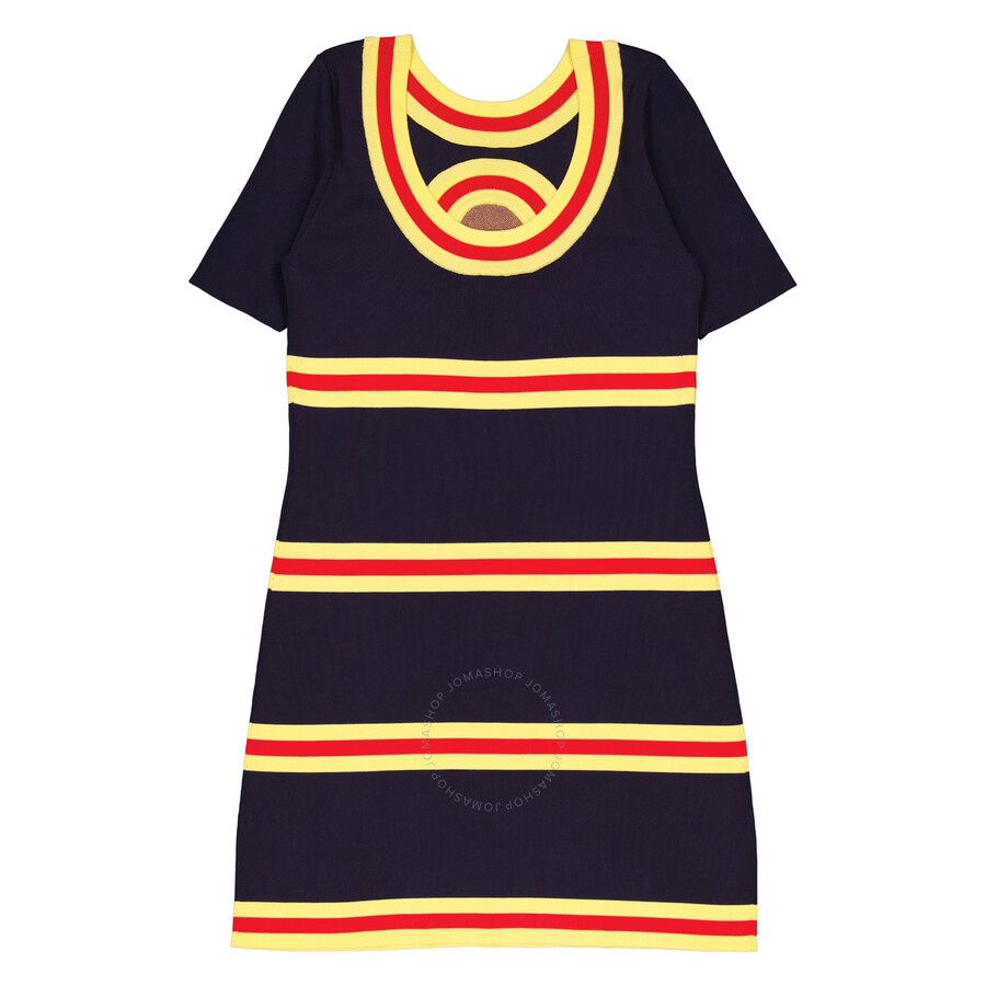Rabanne Ladies Navy / Gold Stripe-Jacquard Minidress - 2