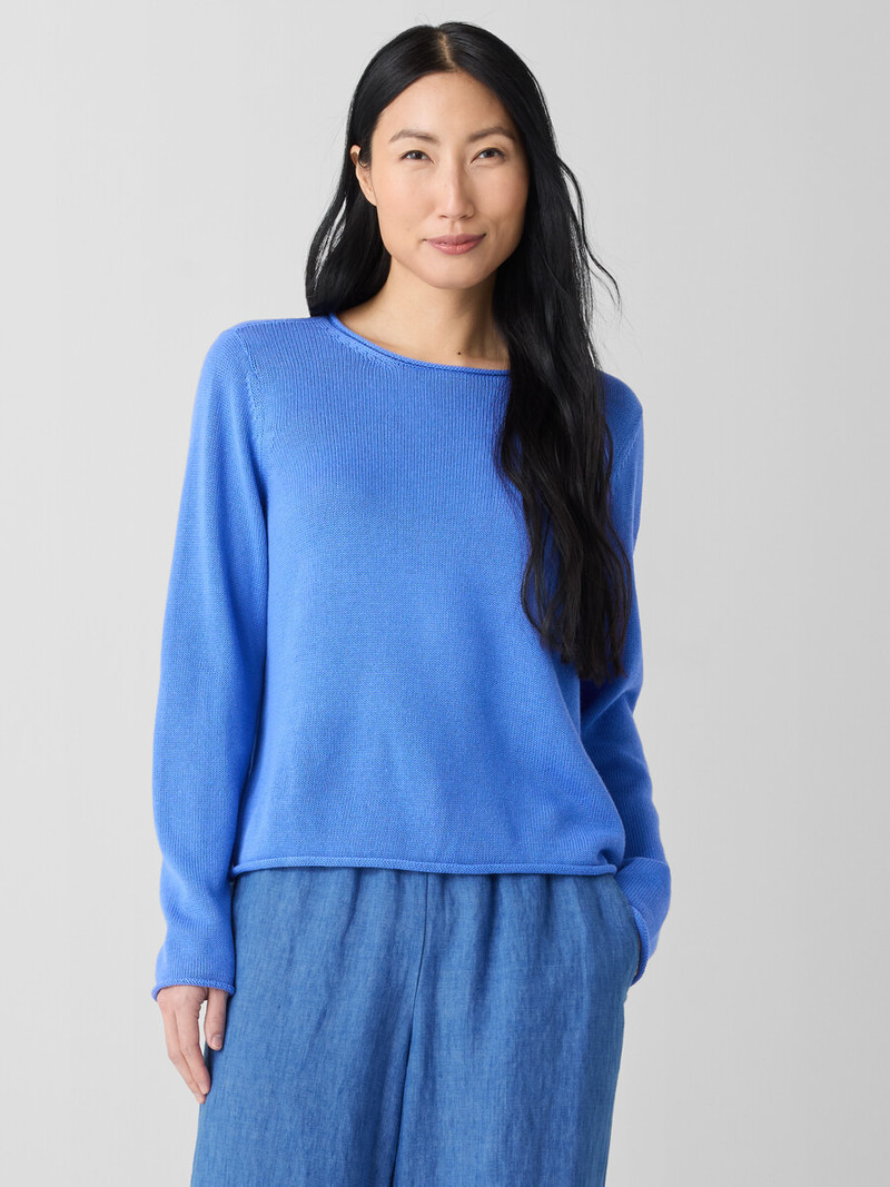 EILEEN FISHER Peruvian Cotton Blend Jewel Neck Top outlook