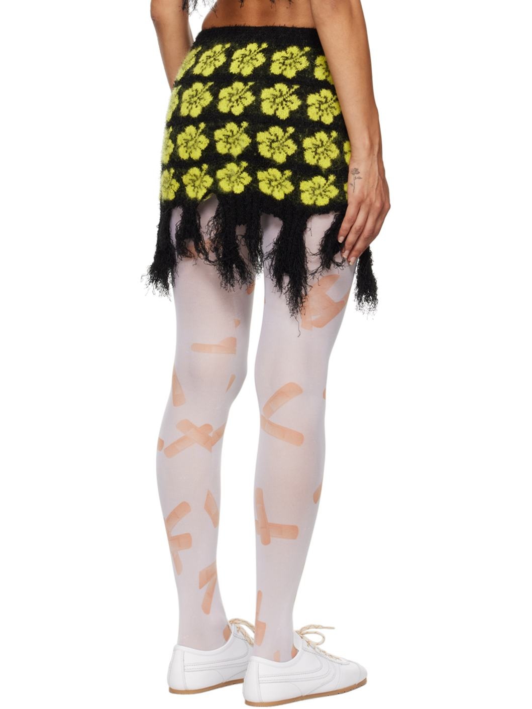Black & Yellow Ganguro Floral Miniskirt - 3