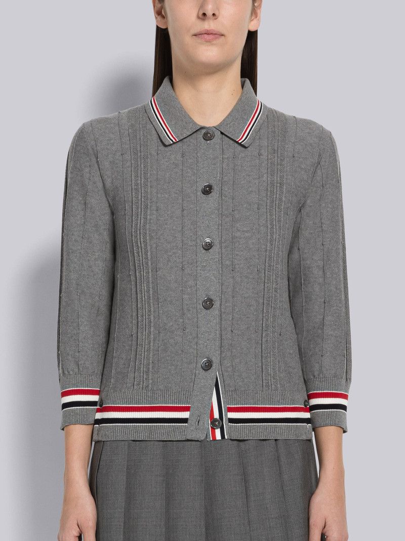 High Twist Cotton Cricket Stripe Polo Cardigan 1