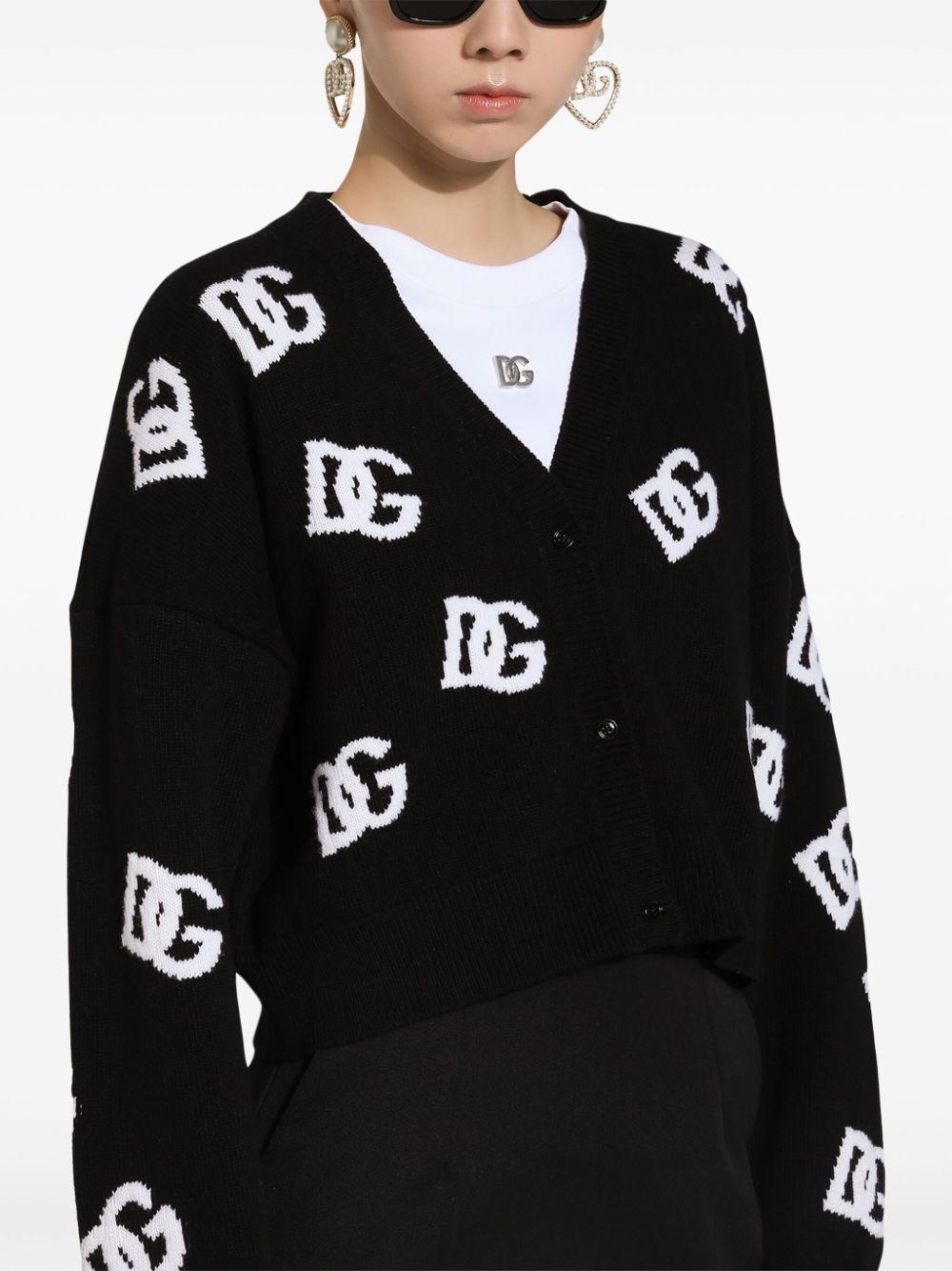 logo embroidered cardigan - 5