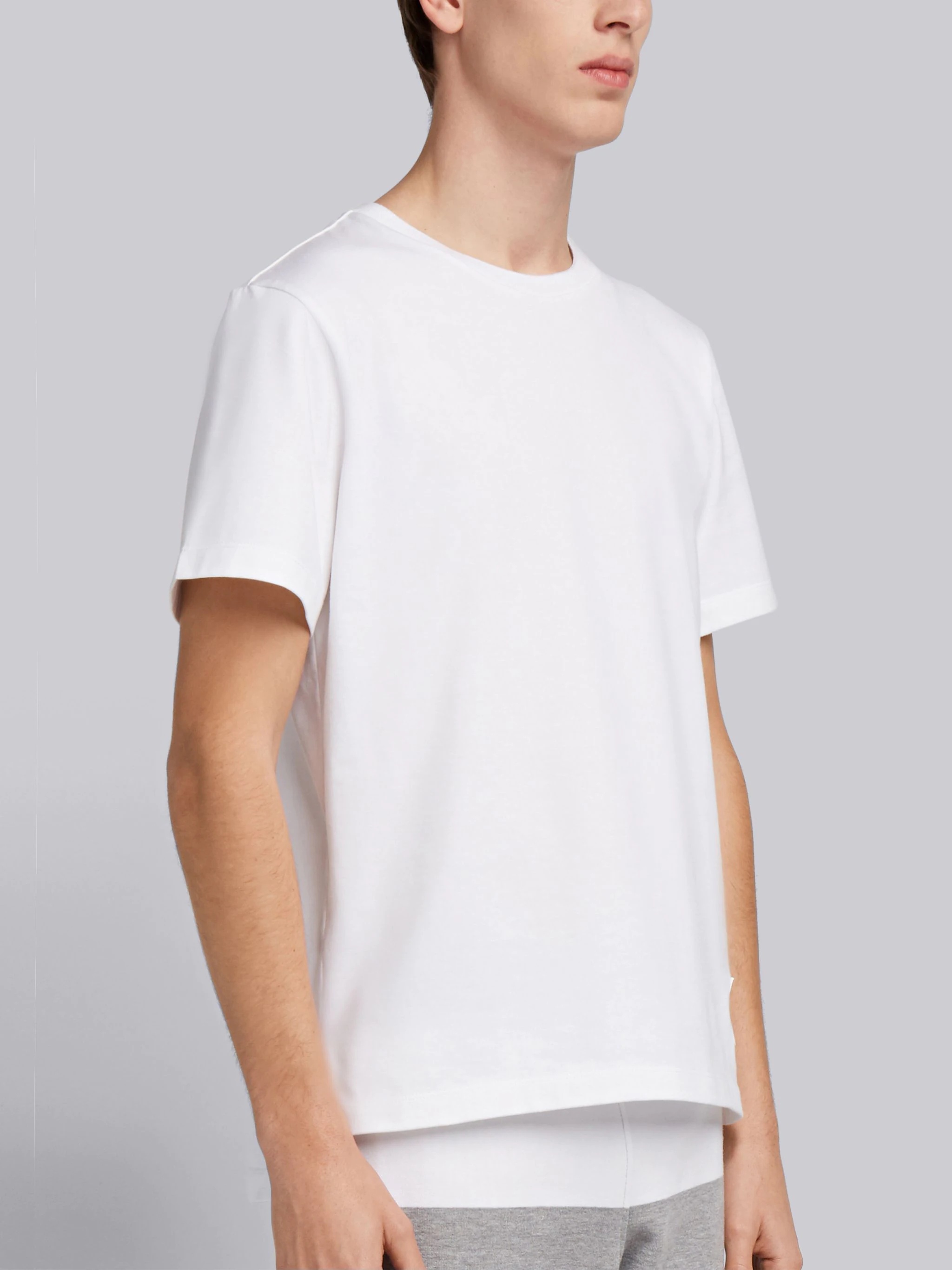 White Medium Weight Jersey Side Slit Relaxed Fit Tee - 2