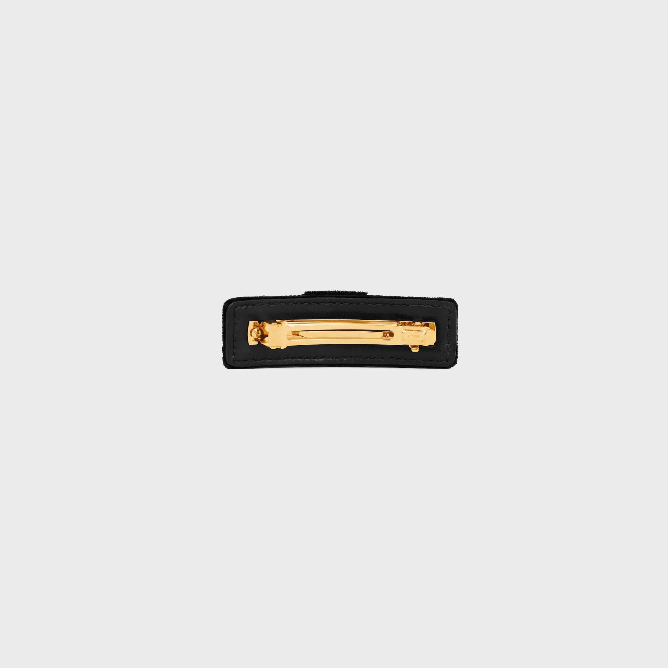 Le Soir Ribbon Hair Clip in Polyester, Calfskin, Brass with Gold Finish and Steel - 3