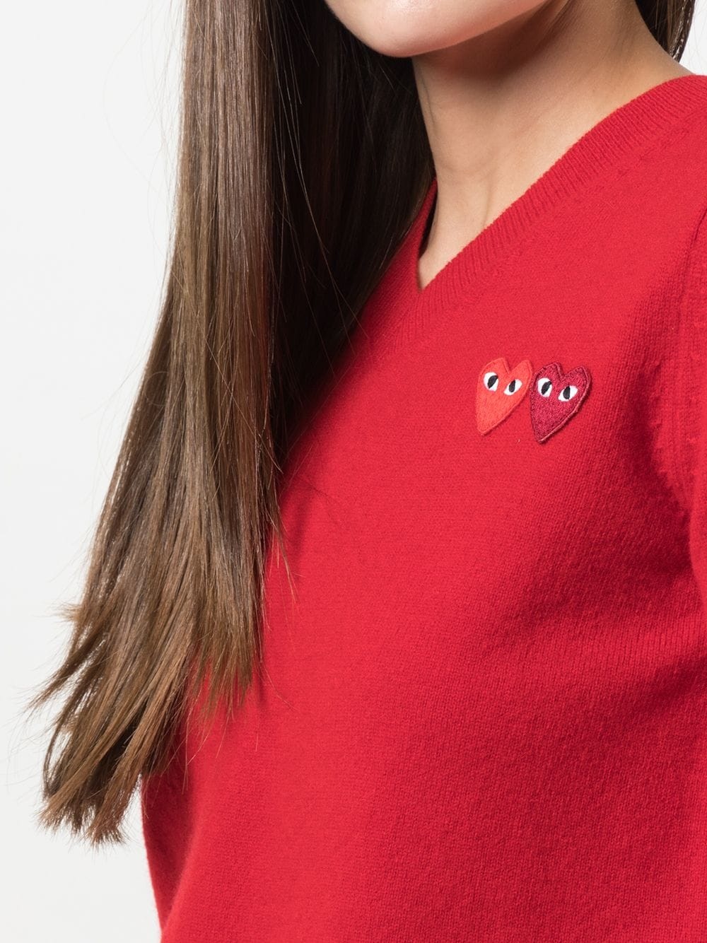 knitted v-neck heart jumper - 5