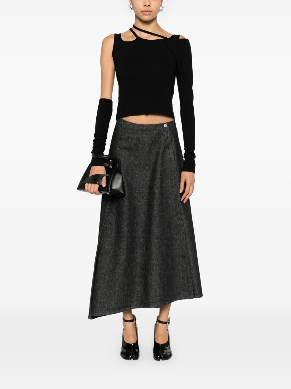 pleat-detail A-line skirt - 2
