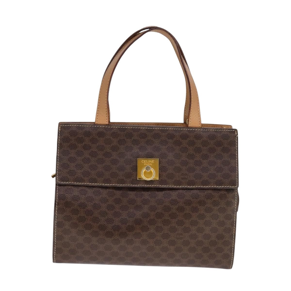 CELINE Macadam Canvas Hand Bag Pvc Leather Brown - 1