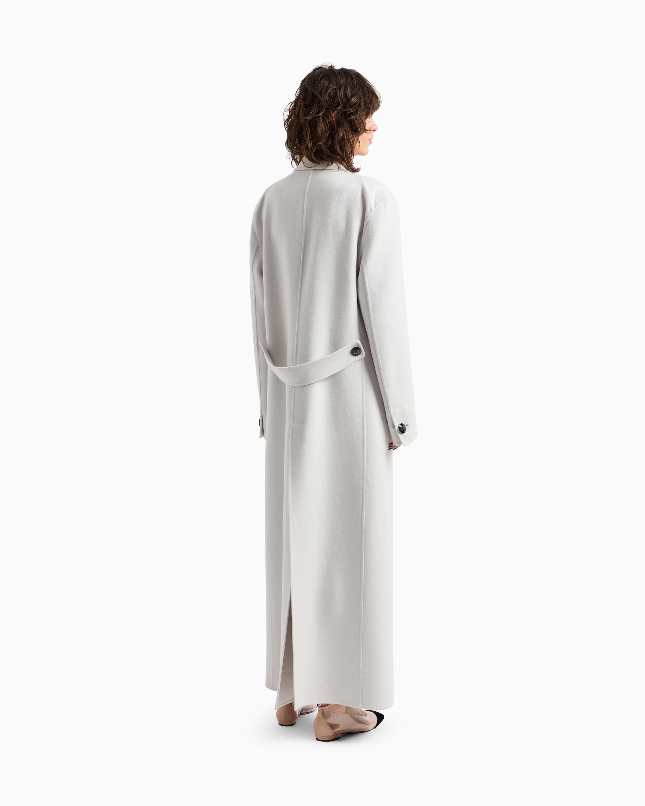 Double-breasted long coat in double cashmere - 3
