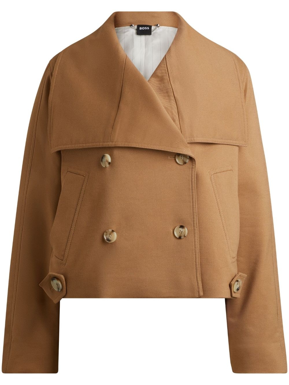 draped-collar cropped jacket - 1