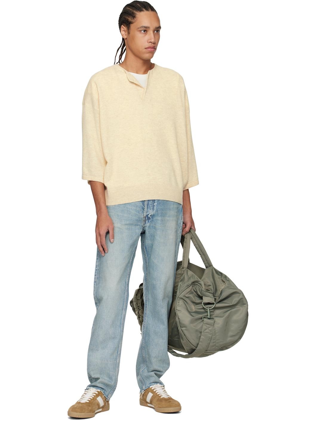 Beige Fine Knit Henley - 4