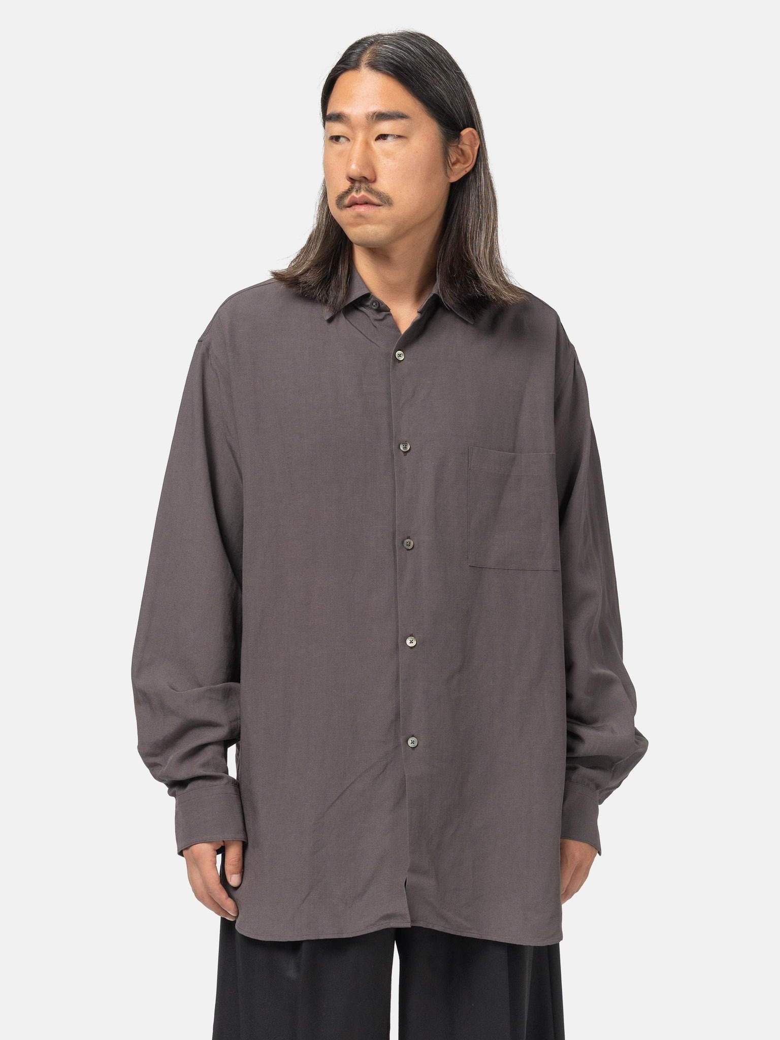Rayon/Linen Oversized Down Pat Shirt Charcoal - 4